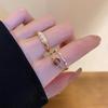 Gold Plated Zircon Cat's Eye Double Layer Retro Ring