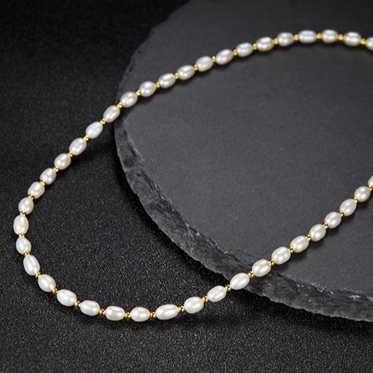 Ouyang Nana Starkes Licht Natürliche Perlenkette Damen S925 Sterlingsilber Handgefertigter Schmuck Leichter Luxus Hohes Gefühl