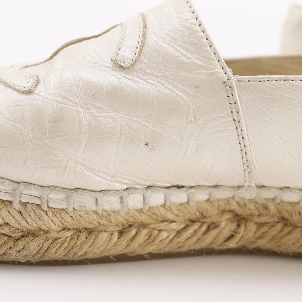 CHANEL Espadrille Slip-on B G29762 COCO Mark White lambskin Women Used