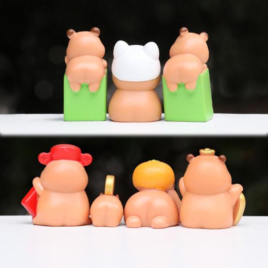 Yousheng 7 Pcs Capybara Miniatures Mini Capybara Figurines Resin Fortune Capybara Collectibles Statues for Car Dashboard Bookshelf Office Desk