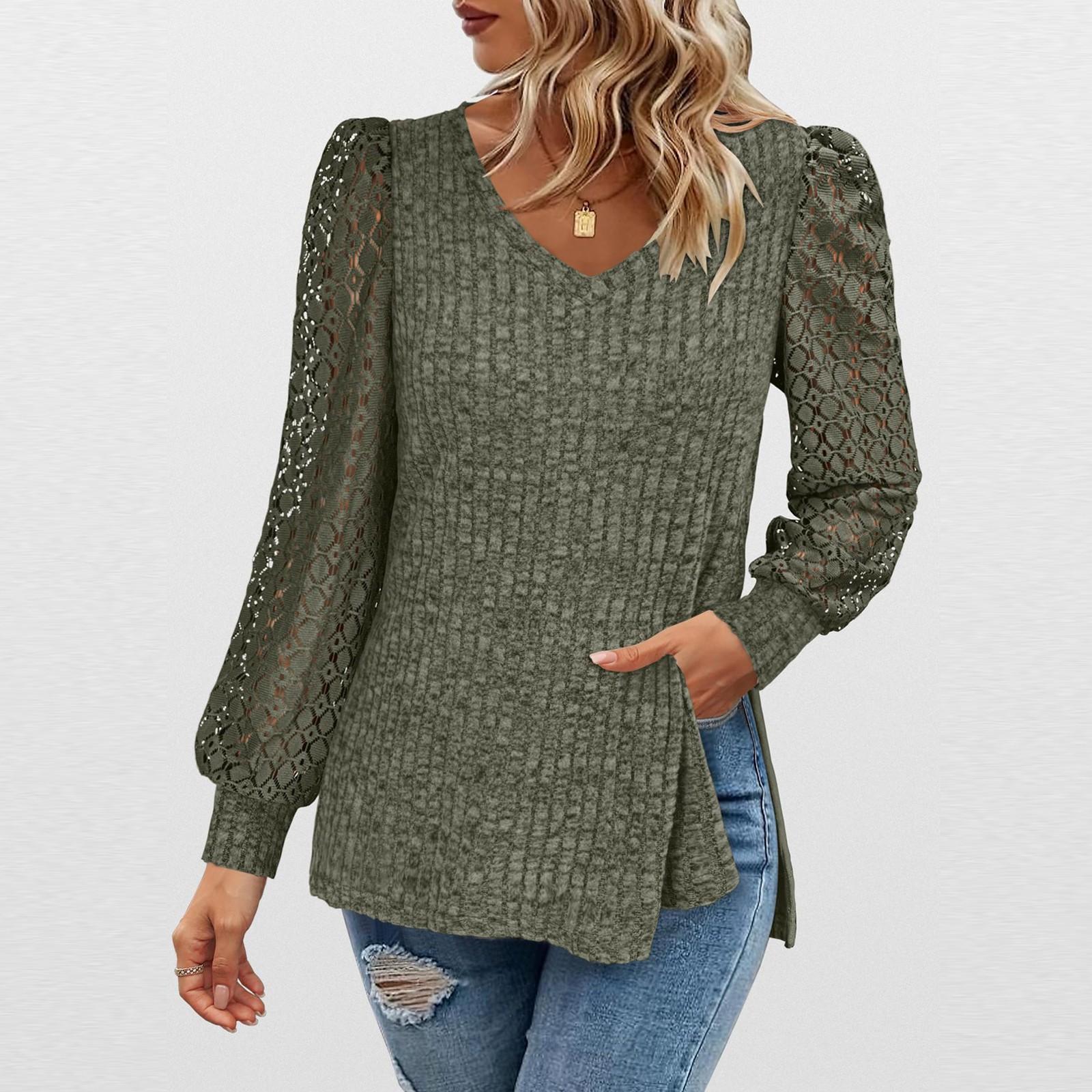 

Женские рубашки с длинным рукавом для работы, кружевные топы, осенняя мода, легкие свитера, блузки в деловом стиле XXL