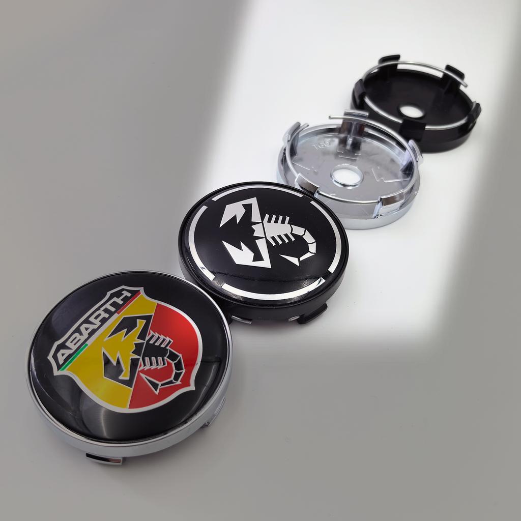 4pcs fiat Abarth 3D Logo Car Emblems 56mm/60mm Wheel Center Hub Caps Dust-Proof Rim Refit Badges Sticker Styling Accessories