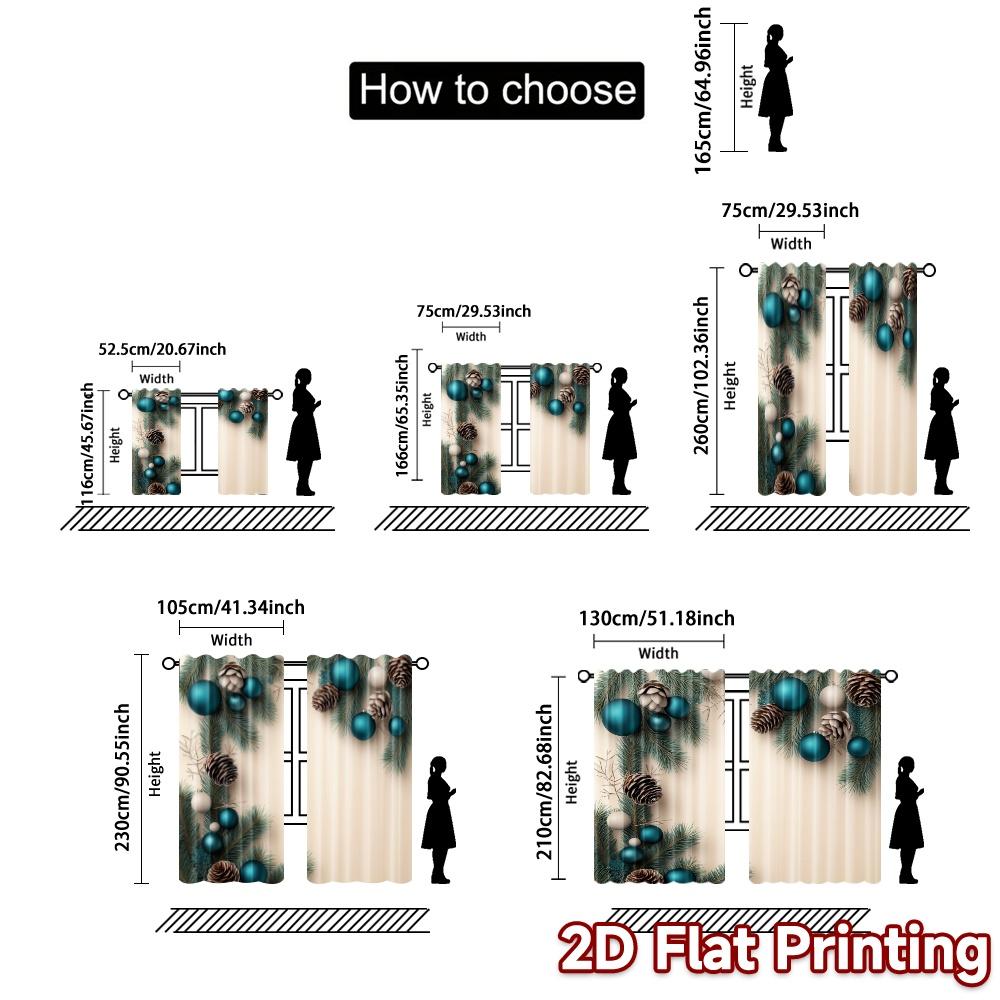 2pcs,Curtains Blue White Pine Christmas (2) Contemporary Chic Curtains Yarn Curtains Decorations For Home Decorative for Living