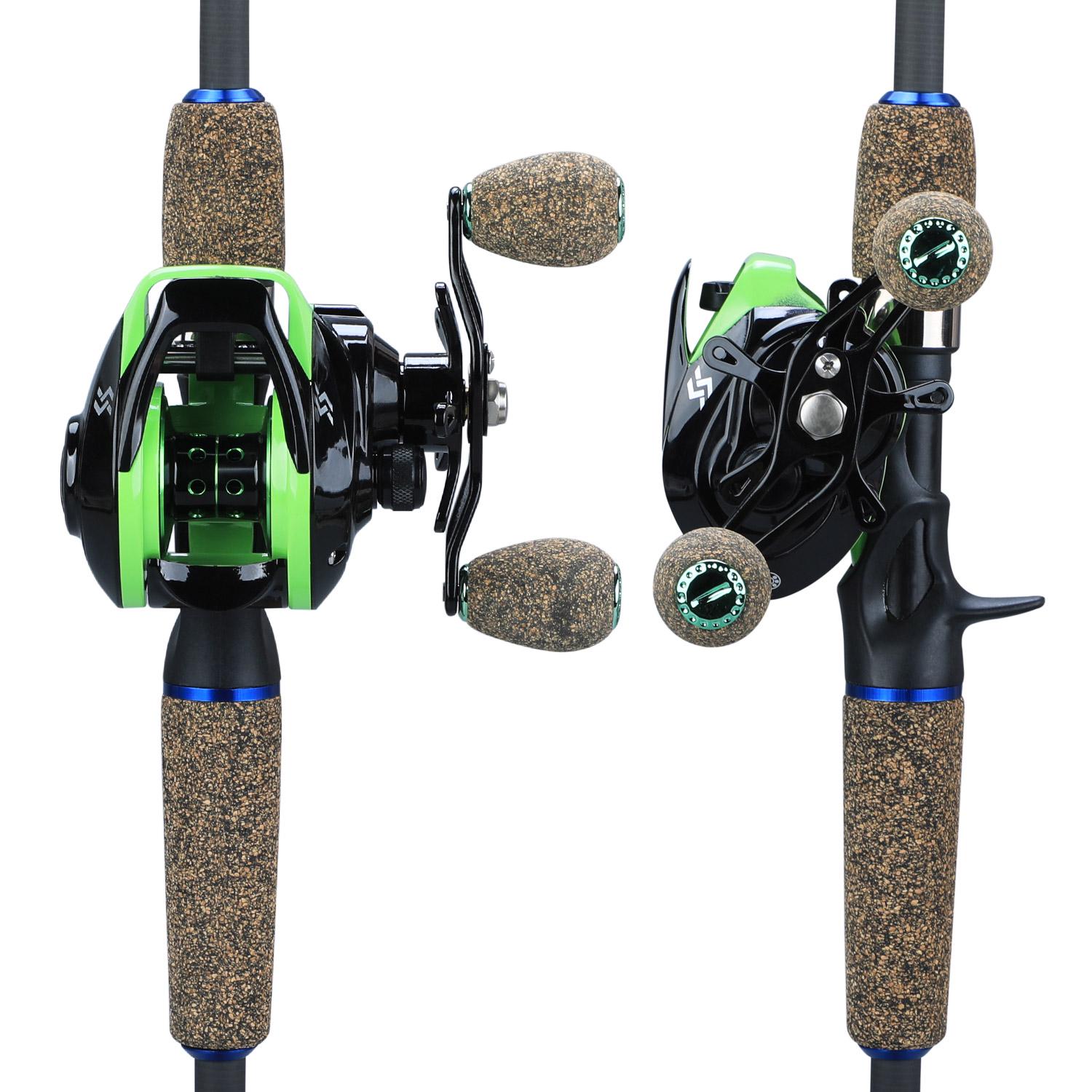 

Катушка для ловли окуня, катушка с двойной тормозной системой, 8KGMaxDrag 12 + 1BB, высокоскоростная рыболовная катушка 7,2:1 Left Handle зелёный