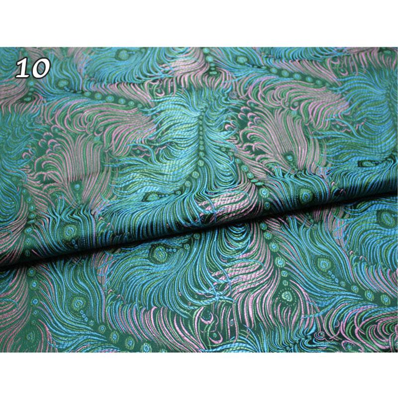50*75cm Antiker Stil Pfauenfeder Muster Jaquard Satin Brokat Stoff DIY Nähen Cheongsam Bekleidung Polster Dekorationsstoff