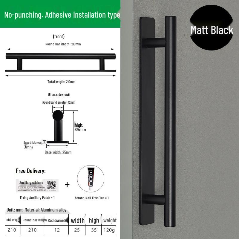 White Self-Adhesive Push-Pull Handle for Glass Sliding Doors and Drawers