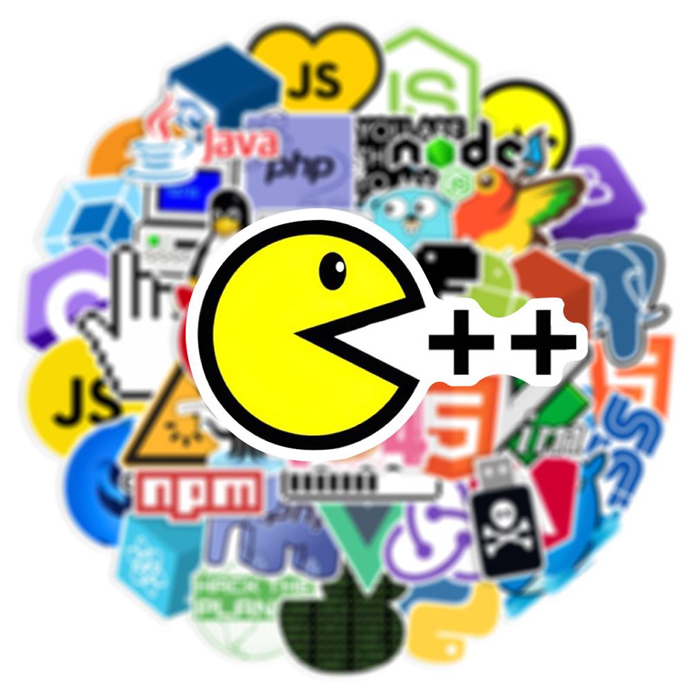 10/30/50pcs Funny Geek Java Programming Cartoon Stickers for Laptop Stationery Waterproof Programming Luggage Sticker