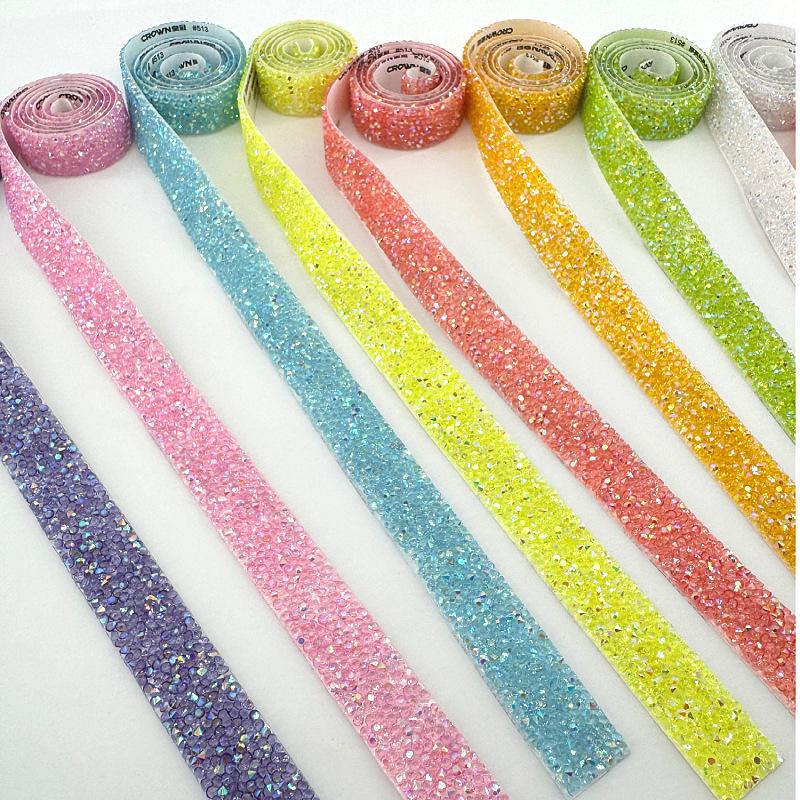 Eco-Friendly Colorful Resin Rhinestone Strips - Self-Adhesive Hotfix for DIY Crafts & Clothing Accessories