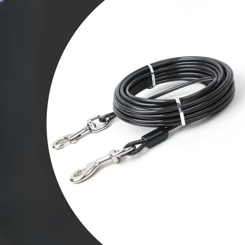 

Double-hook Steel Wire Rope Anti-biting Bolt Dog Leash, Pet Traction Outdoor One Drag Two Anti-biting Dog Chain 5Mm * 3m-10ft чёрный