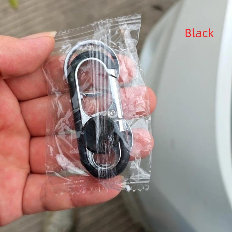 Rotatable Lock Carabiner Keychain Rustproof Metal Double Ring Anti-Lost Key Holder for Camping Hiking Gears