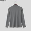 INCERUN S-5XL Men Long Sleeve Ribbed Fitted Pullover Tops Autumn Spring Undershirts