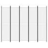 Vidaxl 5-Panel Room Divider, White, 250X200 Cm, Fabric