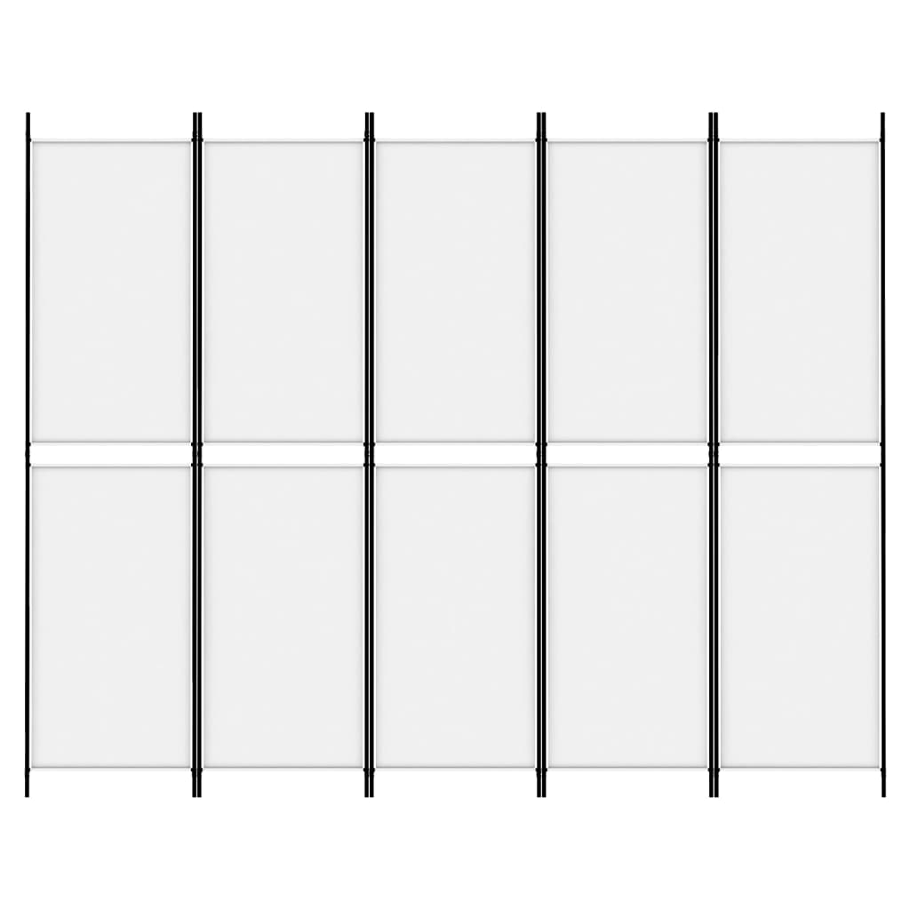 Vidaxl 5-Panel Room Divider, White, 250X200 Cm, Fabric