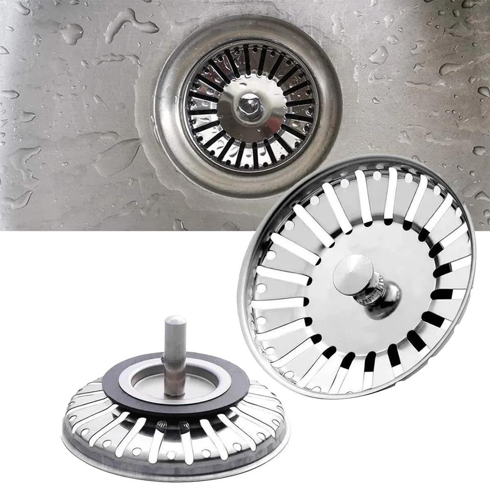 Sink Drain Strainer Stainless Steel Kitchen Sink Strainer Plug Fit for 84mm 863mm Sink Diameter Drain Waste Stopper