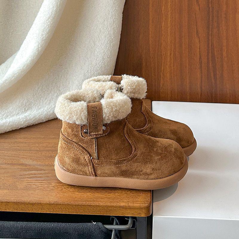 Warme Baumwoll-Kamel-Schneestiefel für Babys und Mädchen - Winter 2025 Edition mit zusätzlichem Samtfutter