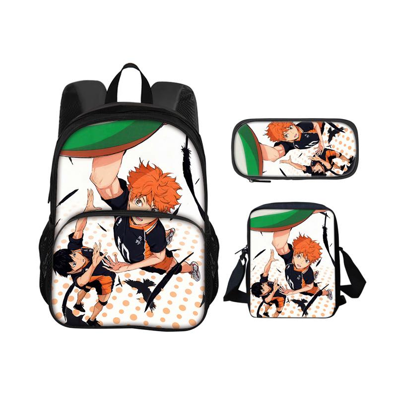 Haikyuu Round Front Carrier, Daily Pack, Pen Bag, Ice Bag, 3Pcs Set Patterned New Style, Best Birthday Gift for School Boys Plus Girls