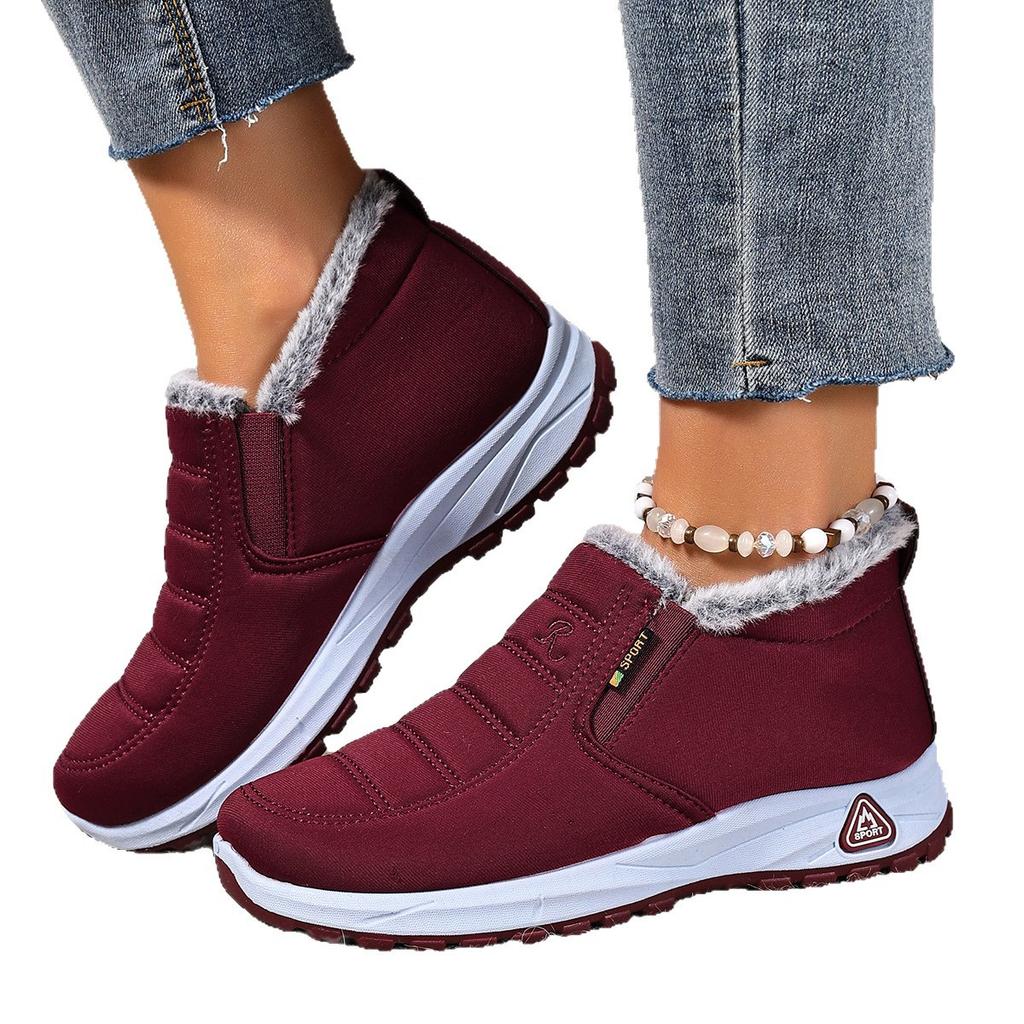 Shoes Women's New Winter Cotton Shoes Are Comfortable and Warm, Fleece Thickened Sports and Casual Mom Shoes Soft Soles Snow Boots Women