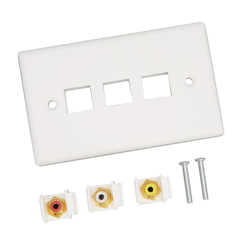Multipurpose 3RCA Female Connector Wall Plate  Subwoofer Audio Port