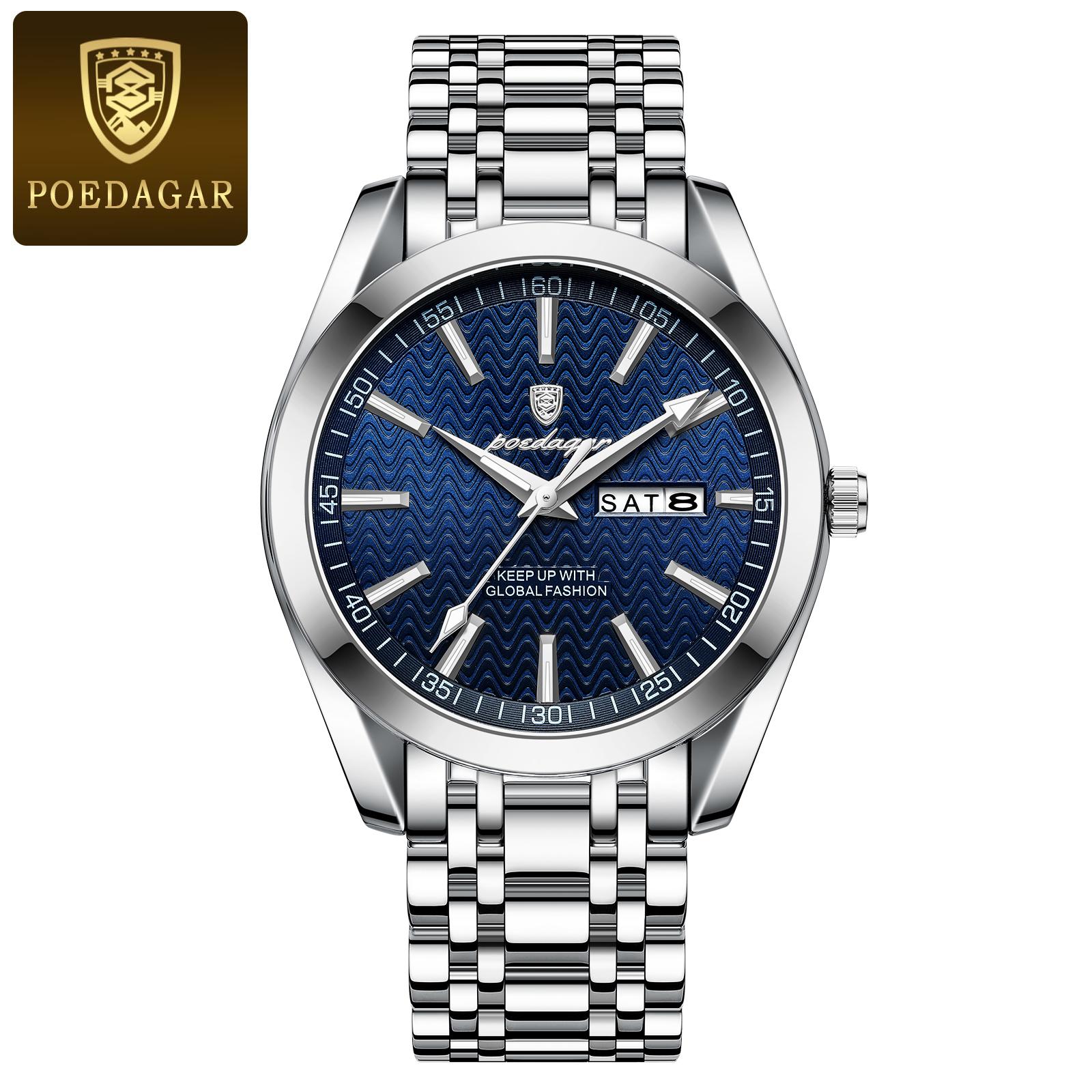 

Лучший бренд класса люкс, высококачественные деловые мужские часы из нержавеющей стали, водонепроницаемые, светящиеся, с датой и неделей, роскошные кварцевые часы для мужчин