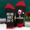 1 Pair Festive Christmas Socks Cute Snowman Bowknot Letters Print Mid Tube Winter Socks Holiday Gift