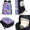 Yoga Dance Print Three Piece Backpacks Set for Boy and Girls Best Gifts 2D Flat Cartoon School Bag for Children