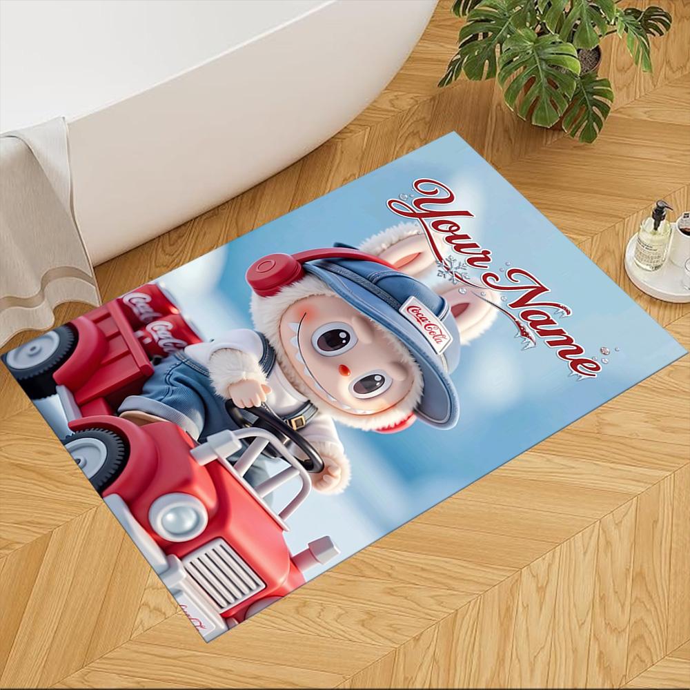 Labubu Customizable Name Area Rug Perfect for Bedrooms Foyer Outdoor Dining Room Antislip Carpet Anime Office Decor Perfect Gift for Friends & Family