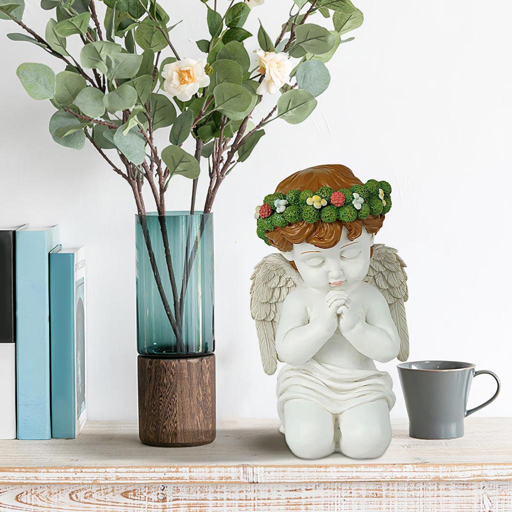 Anioł Statua Ogrodowa Modlący Żywica Klęczący Anioł Ogrodowy Dekoracja Domu Do Kuchni Wielkanoc Sypialni Biur Imprezy Salon Jadalnia Biurko