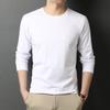 Höst Ny Dubbelsidig Merceriserad Långärmad T-shirt Herr Lös och Mångsidig Rund Hals Herr Vit Underdelströja Topp