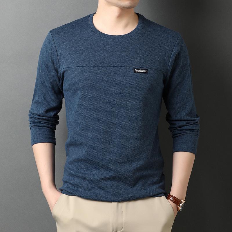 

Men s Long Sleeve Casual Cotton T-shirt, Round Neck Base Layer for Spring/Autumn 2025 XL