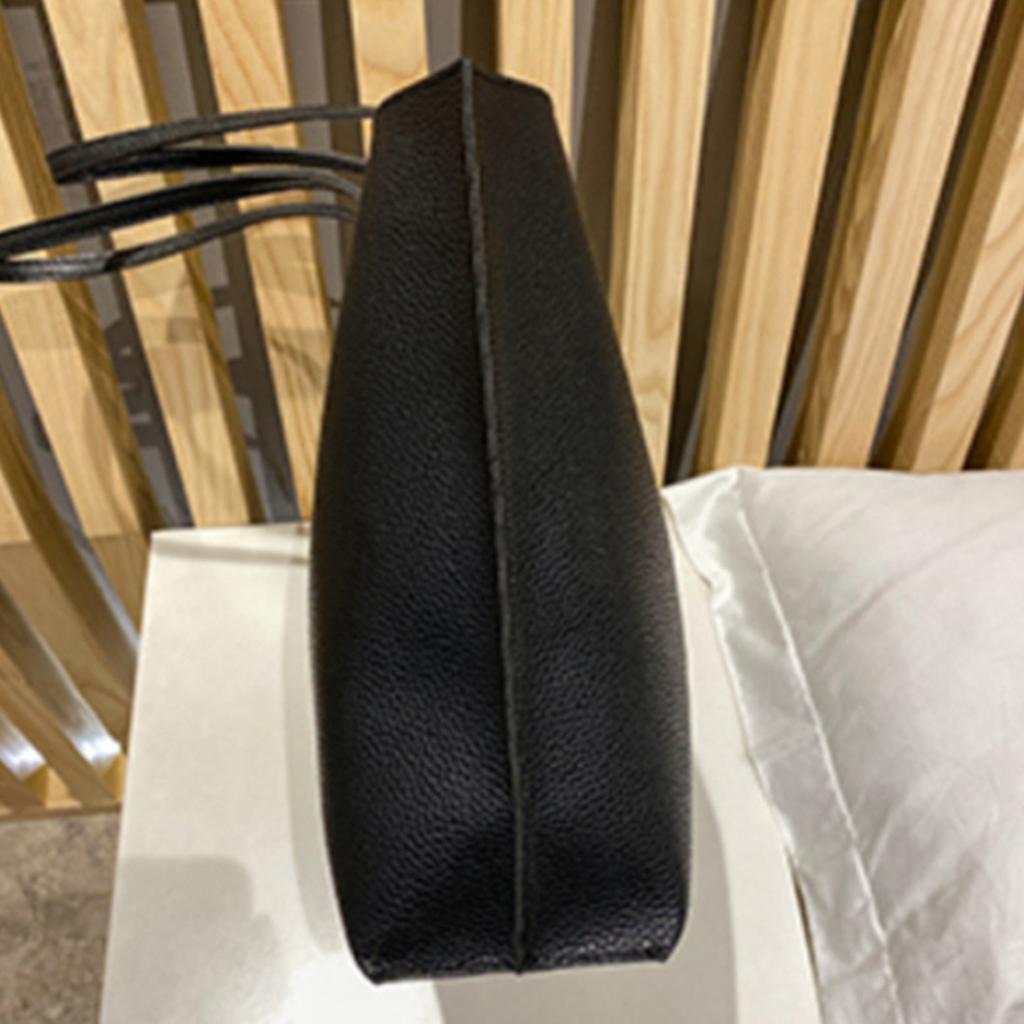 Women Tote Bag Large Capacity Black Simple Trendy PU Handbag Practical Tote Shoulder Bag Black Free Size