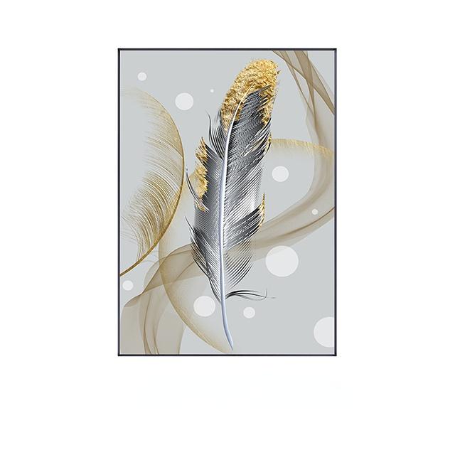 Abstract Gold Foil Feather Canvas Paintings Nordic Wall Art Posters and Prints Modern Living Room Bedroom Decoration Pictures
