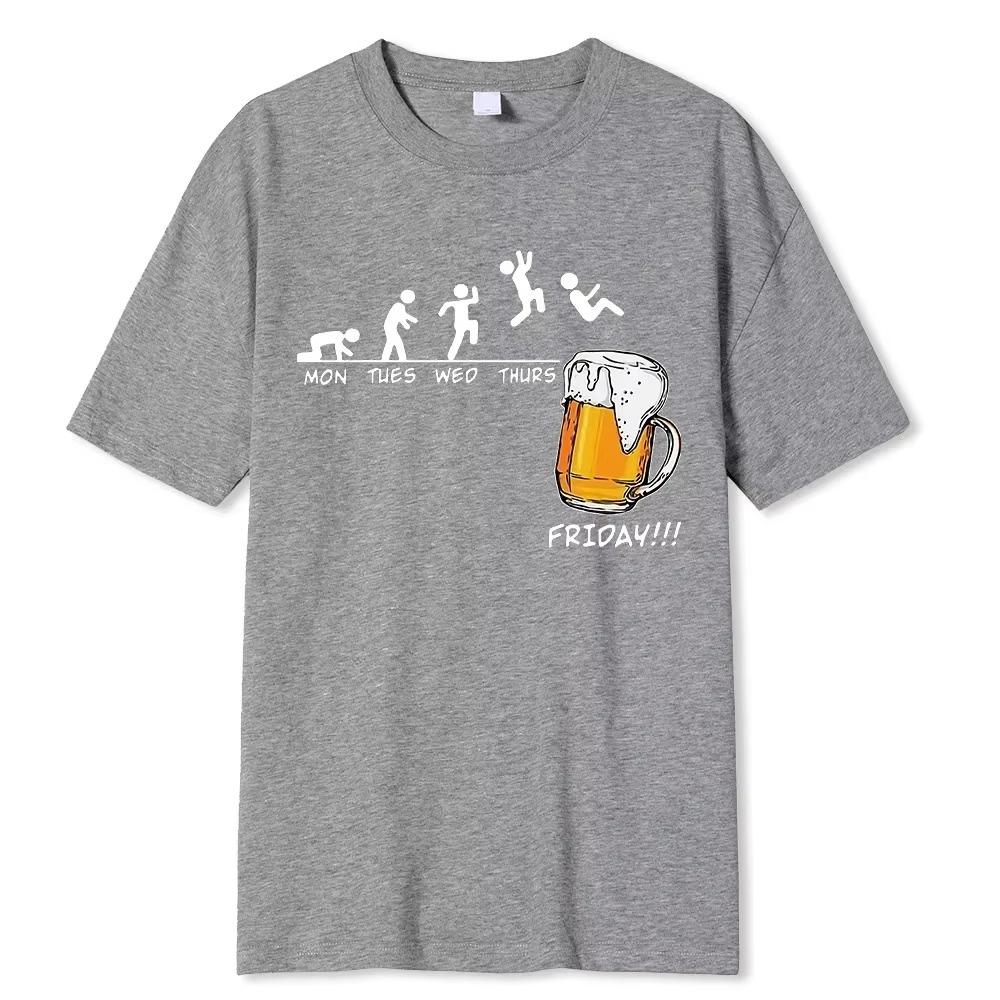 Friday Beer Print Pánská značková trička Funny Graphic Hip Hop Léto Pánská trička Streetwear Bavlna Harajuku Tričko s krátkým rukávem T