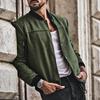 Jaqueta Cardigan Masculina Outono/Inverno 2026 em Camurça e Pelúcia com Gola Alta - Casaco Casual Estilo Americano