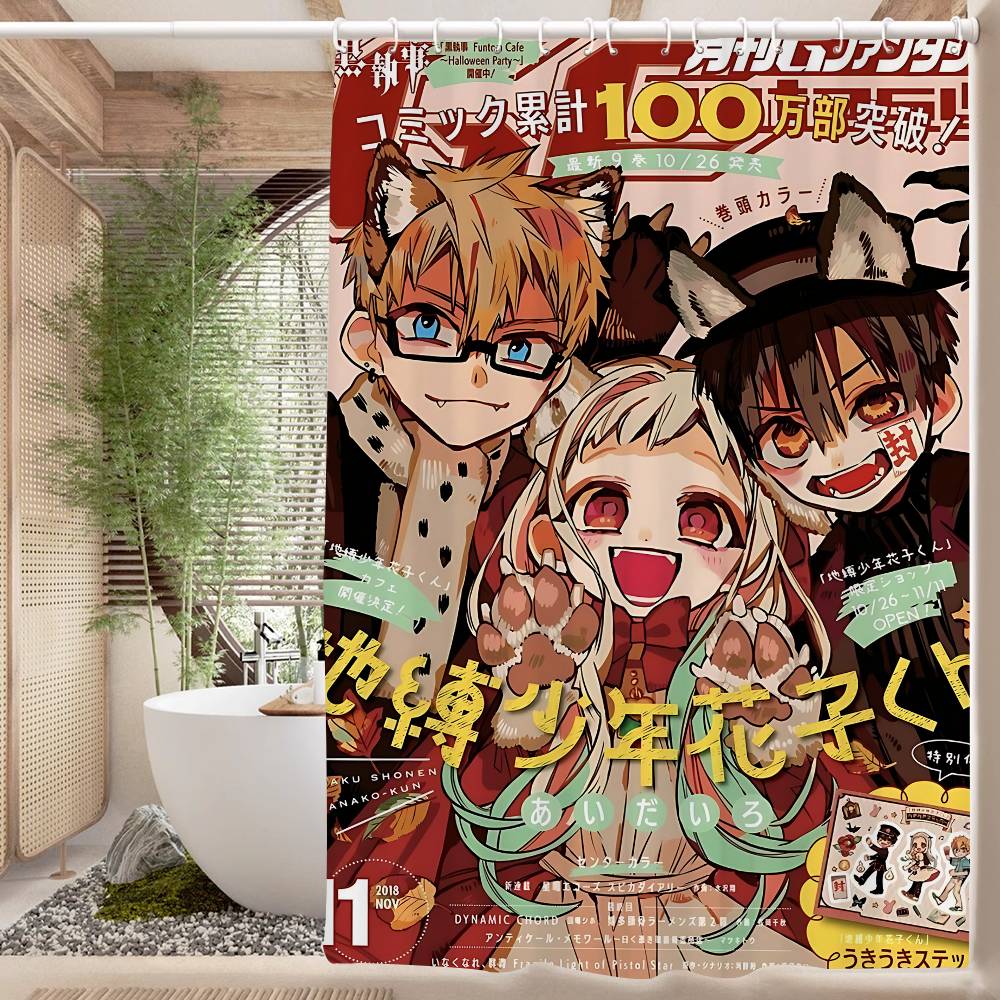 Anime Toilet B-Bound H-Hanako Kun Shower Curtain - Water-Repellent And Leak-Resistant, Mold And Mildew Resistant For