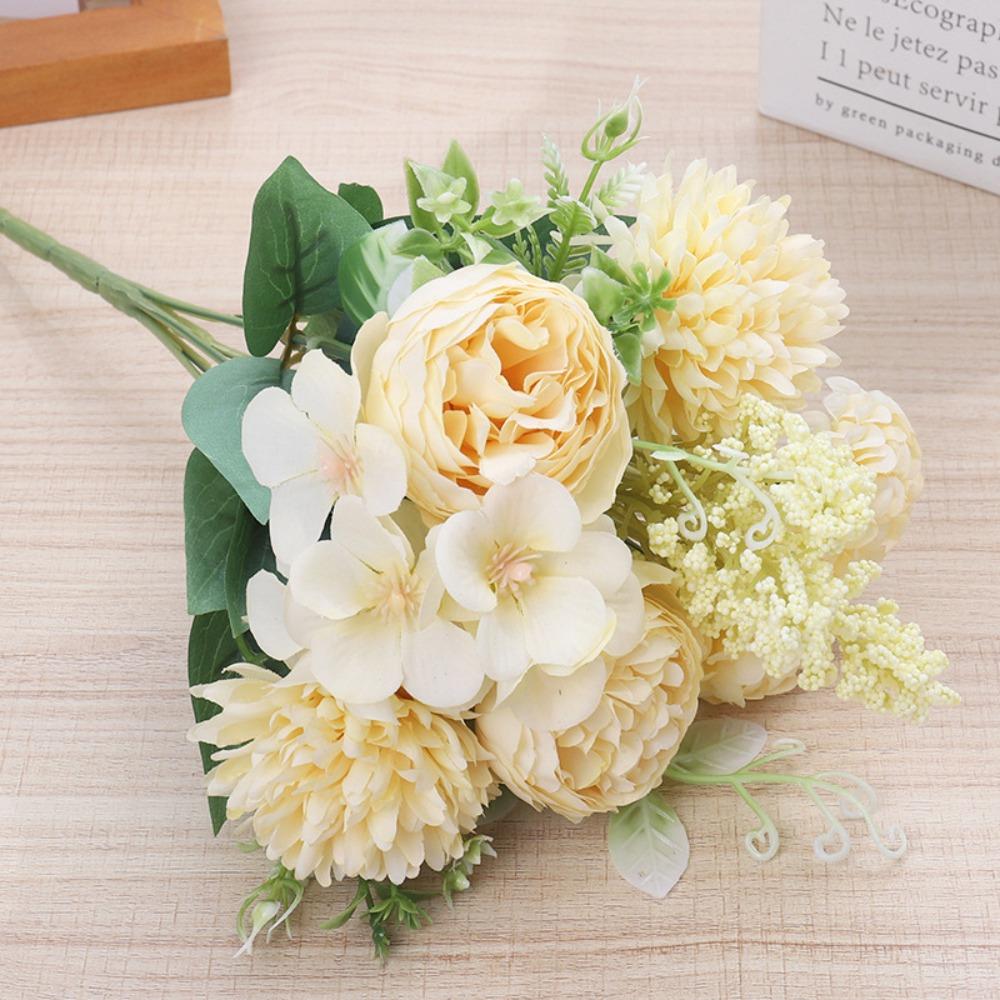 DIY Artificial Peony Flowers Silk Petal Foam Spica Simulation Dandelion Flowers  Wedding Ornament
