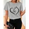 Women's Love Cat Printed Summer Leisure T-shirt Comfortable Soft Simple Fashion Women's Short Sleeve Cotton T-shirt