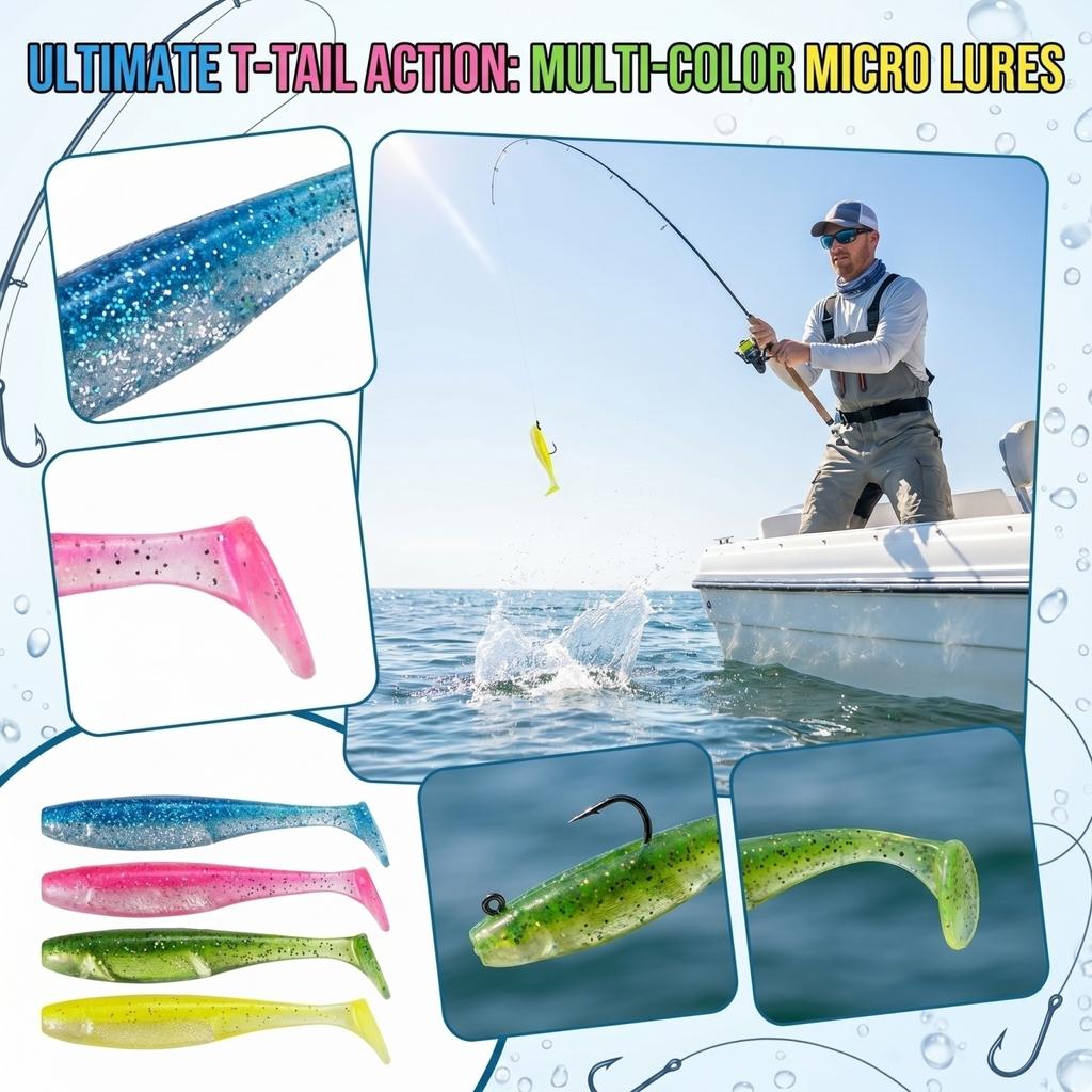 Ribbed T-Tail Soft Micro Long for Saltwater Bass