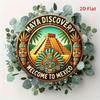 Mexico Inspired Aluminum Wall Art Round 8x8 Inch 2D Flat Home Decor Sign 1 Piece Featuring Mayan Pyramid and Tribal Mask Vintage Finish