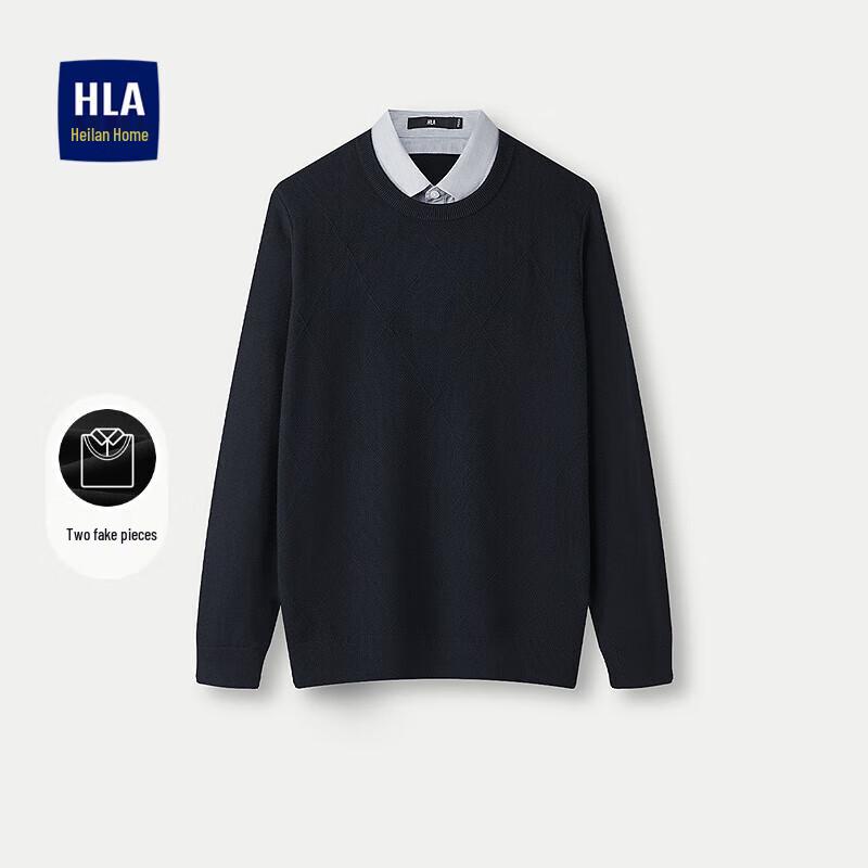 

HLA Men s Slim Fit Faux Two-Piece Sweater L