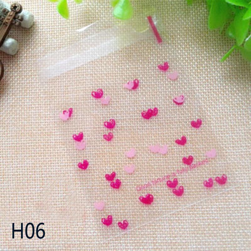 100Pcs/lot Cute Heart Theme Candy Cookie Bags Wedding Birthday Party Candy Buscuit Packaging Bag Christmas Plastic Gift Bags