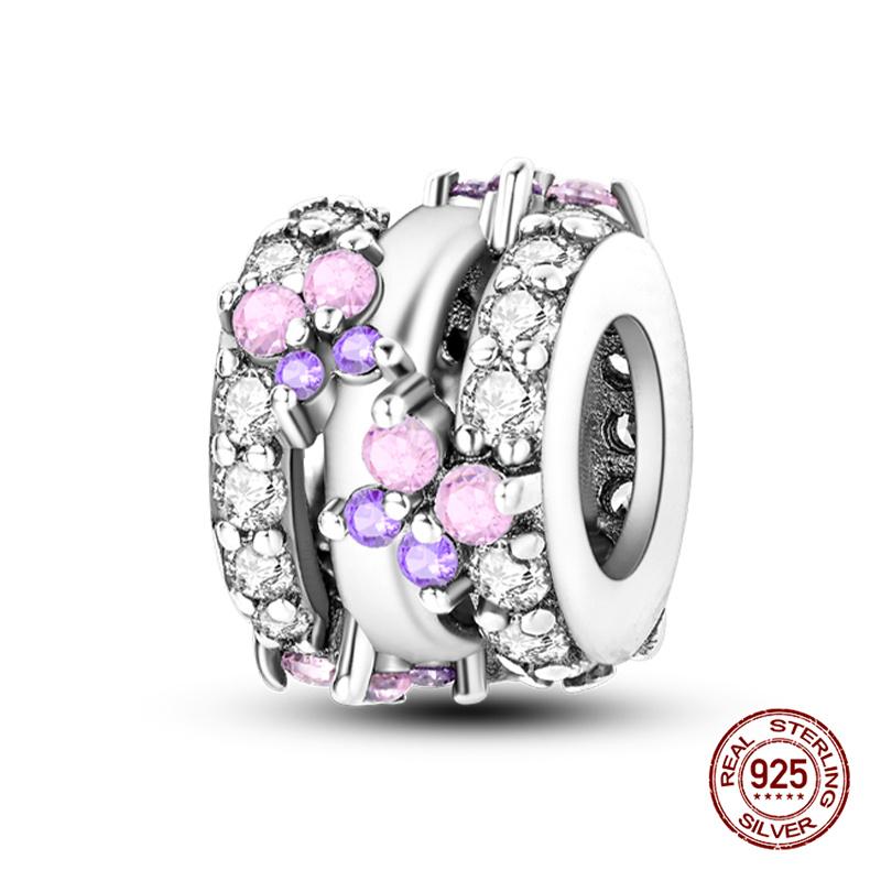 Original Charm Kupfer Palast Herzförmiger Rosa Perlen Charm Bead Passend für 3mm Original Armbänder für Damen DIY Feinschmuck Geschenke
