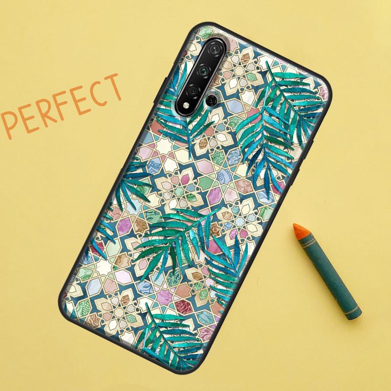 Muted Moroccan Mosaic Tiles For Huawei Nova 12s 11i 7i 8i 12i Y73 Y70 Y90 Y60 Y72 Y61 Y91 9 10 SE P40 Lite P30 Pro Case