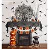 Forhomelife 39-Piece Halloween Tablecloth Decoration Set, Black Table Runner, Spider Web Lace, Large Halloween Bat Stickers, 36 Stickers, Party Suppli