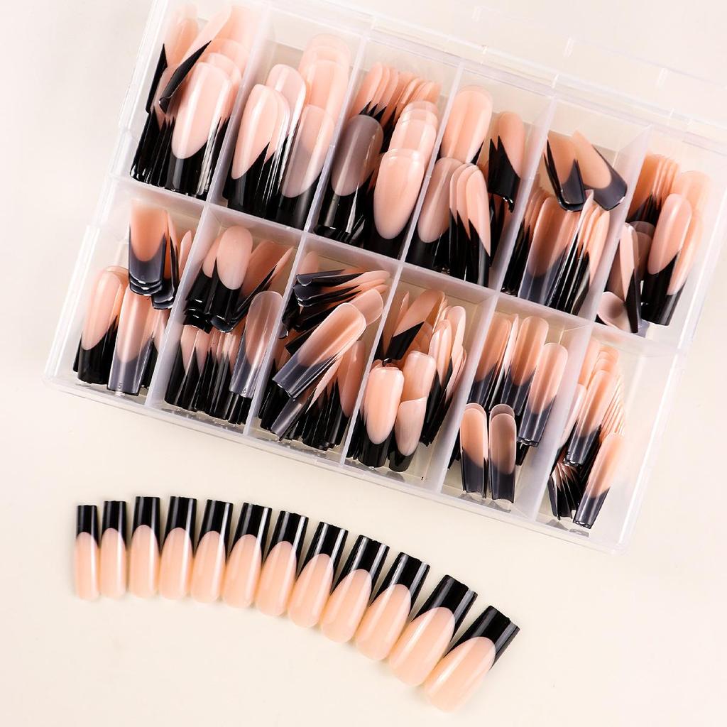 European American Medium Almond French Pointed Wearable False Nails - 360 Pieces
