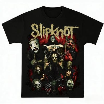 Slipknot Metal Band Herren T-Shirt Baumwolle Unisex Rundhals Kurzarm Oversized Y2k Beliebte Mode Horror Stil Fans Geschenke