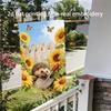 2D Flat - 2D Flat - 1pc, 2D Flat Printing, Sunflower Hedgehog Garden Flag, Material, Multiple Sizes Available, Machine Washable for Outdoor Use, Durab