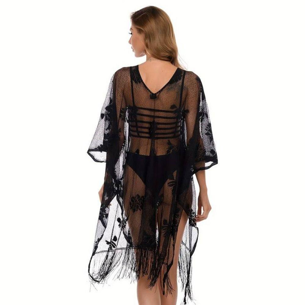Hollow Out Beach Cover Up Lace Mesh Bikini Cover Up Fashion Swimsuit Cover Up For Women