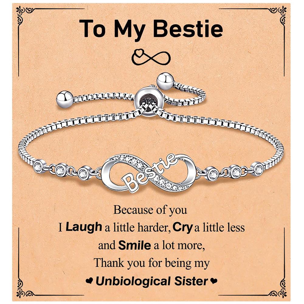 

Letter bracelet - 8-character zirconia chain - Festival gift - Adjustable bracelet - Women s stainless steel bracelet
