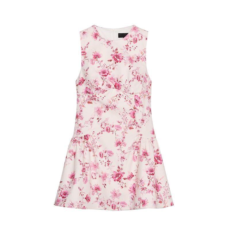 Spring New Women's Clothing French Style Design Poplin Flower Print Jumpsuit Dress 2542026