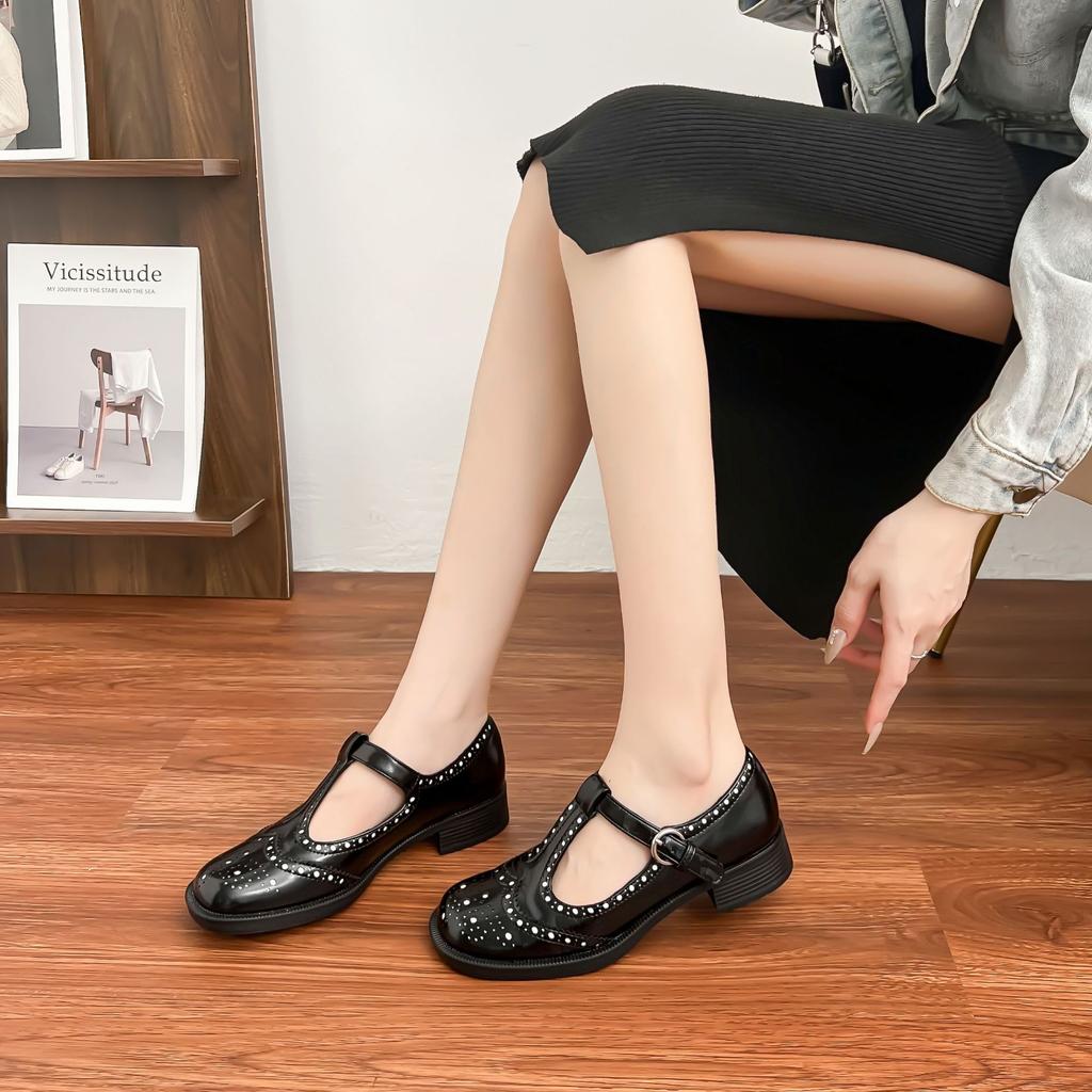 Single shoes 2025 spring women's fashion Huizhou women's shoes Mary Jane rivet high heels women's fashion versatile shoes women
